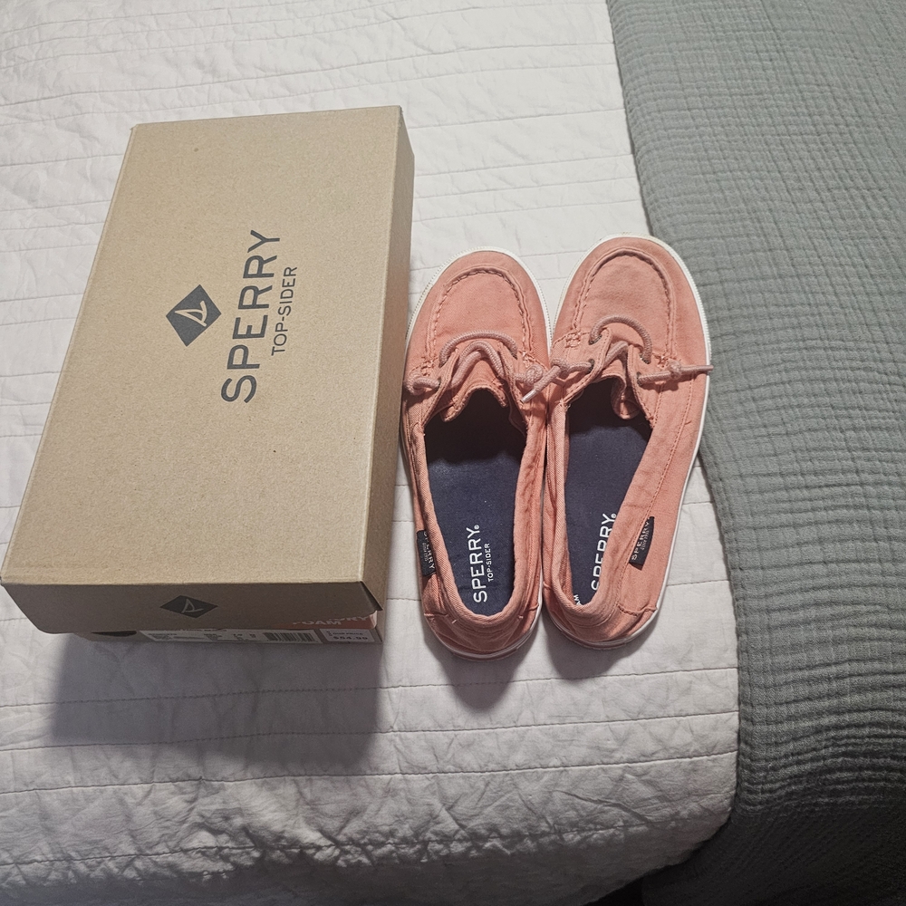 Sperry Coral Canvas Boat Shoes